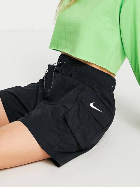 Nike mini swoosh cargo shorts in black