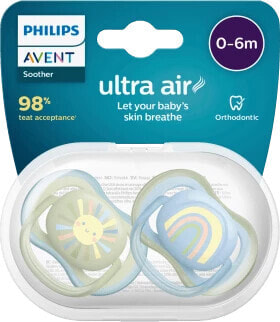 Schnuller ultra air Silikon, blau/grün, 0-6 Monate, 2 St