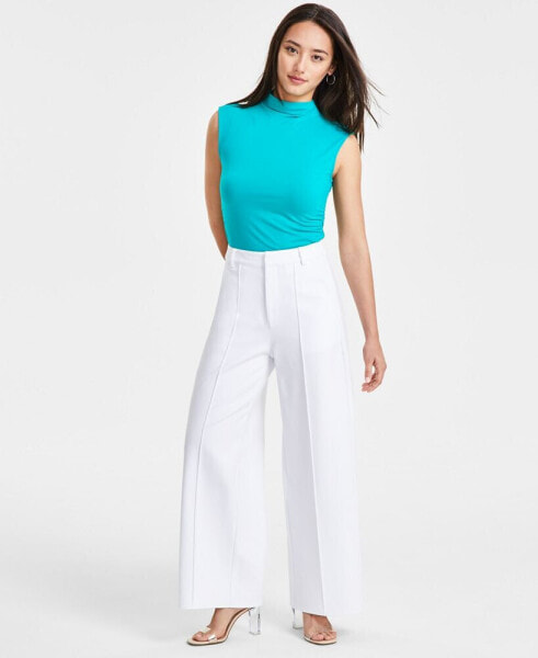 Petite Seamed Wide-Leg Ponté Pants, Created for Macy's