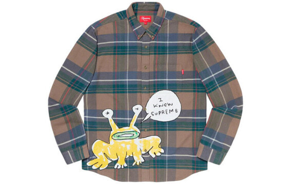 Supreme SS20 Week 12 x Daniel Johnston Plaid Shirt 联名款 外星蛙法兰绒格纹长袖衬 男女同款 衫 送礼推荐 / Рубашка Supreme SS20 Week SUP-SS20-629