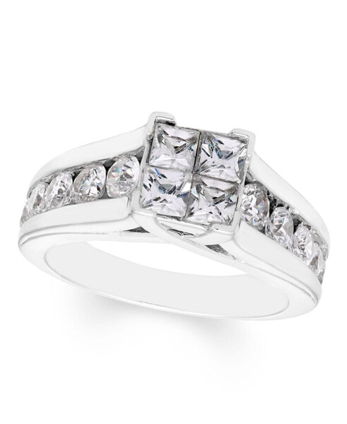 Diamond Princess Quad Engagement Ring (2 ct. t.w.) in 14k White Gold