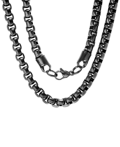 Men's Black Ion-Plated Box Chain 24" Necklace
