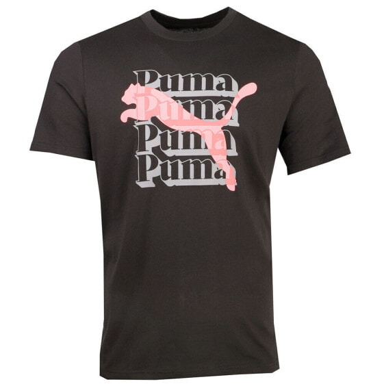 Puma Layered Graphic Crew Neck Short Sleeve T-Shirt Mens Black Casual Tops 67451