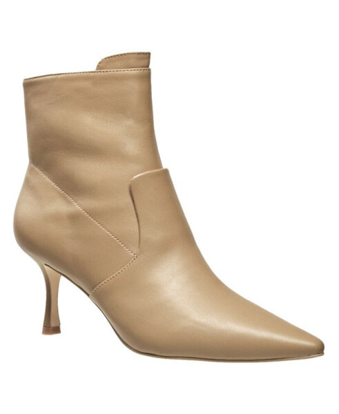 Women's London Pointed Toe Leather Dress Booties