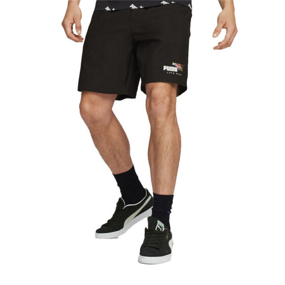 Puma Essential Love Wins Woven 8 Inch Shorts Mens Black Casual Athletic Bottoms