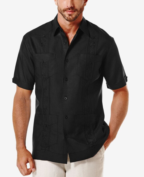 Short-Sleeve Embroidered Guayabera Shirt