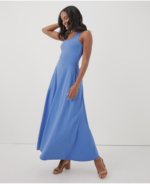 Women's Fit & Flare Open Back Maxi Dress