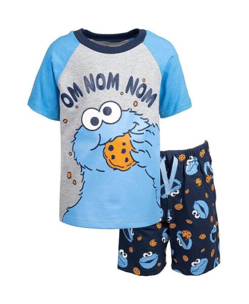 Baby Boys Elmo Cookie Monster T-Shirt and Shorts Outfit Set to