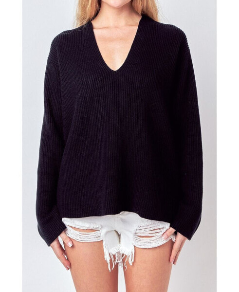 Women's V-neckline Long Sleeve Sweater