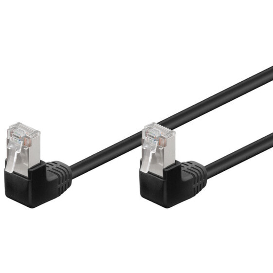 Wentronic CAT 5e Patch Cable 2x 90° Angled - F/UTP - black - 2 m - 2 m - Cat5e - F/UTP (FTP) - RJ-45 - RJ-45