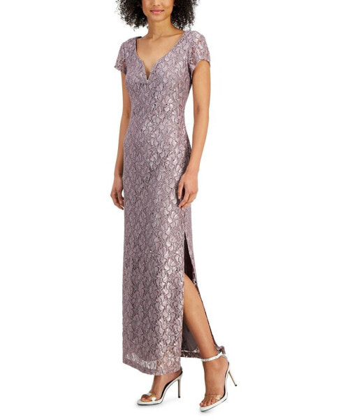 Women's Sequined-Lace Maxi Dress