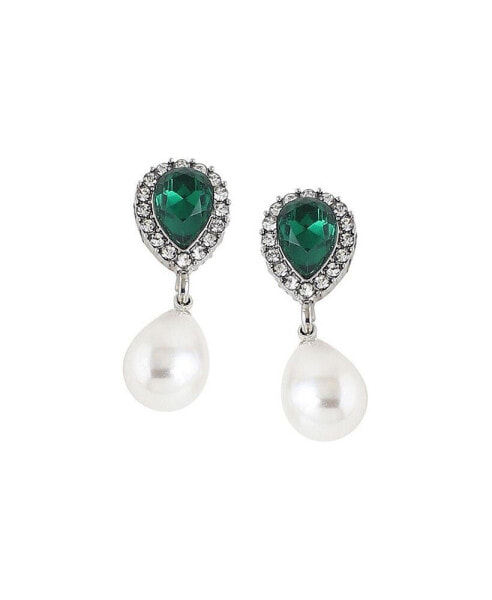 Women's Green Embellished Teardrop Earrings