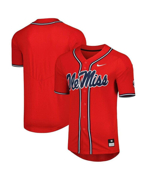 Men's Red Ole Miss Rebels Full-Button Replica Baseball Jersey