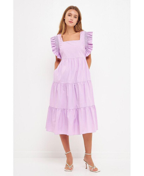 Платье средней длины с манжетами для женщин English Factory