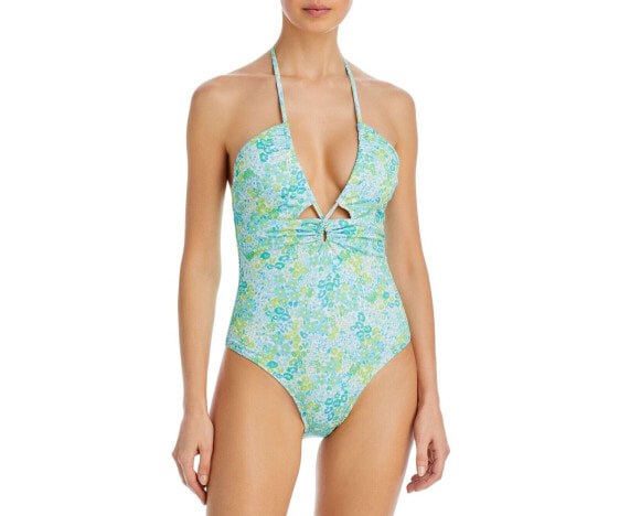 Ramy Brook Womens Printed Halter One Piece Swimsuit Green Size Small