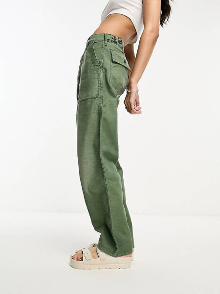 Polo Ralph Lauren military ankle flat front trousers in olive green