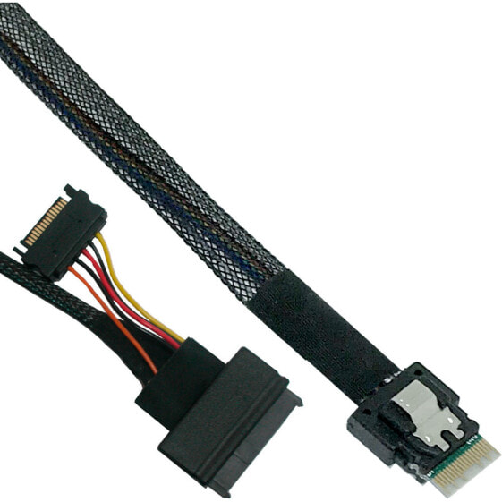 InLine Slim SAS cable - SFF-8654 to U.2 SFF-8639 + SATA power - 24Gb/s - 1m
