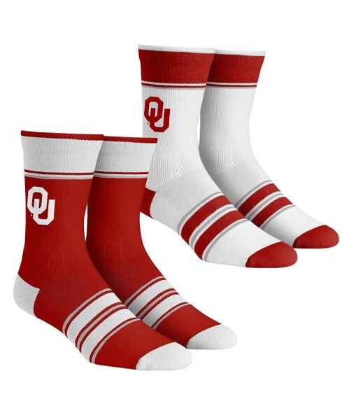 Youth Boys and Girls Socks Oklahoma Sooners Multi-Stripe 2-Pack Team Crew Sock Set