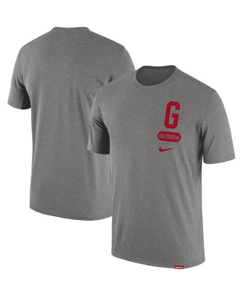 Men's Heather Gray Georgia Bulldogs Campus Letterman Tri-Blend T-shirt