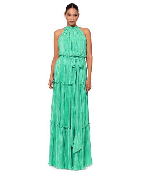 Women's Pleated Halter Gown