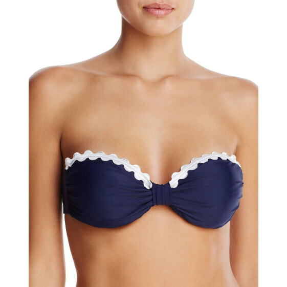 Shoshanna 267273 Women Blue Scalloped Bandeau Bikini Top Swimwear Size DD