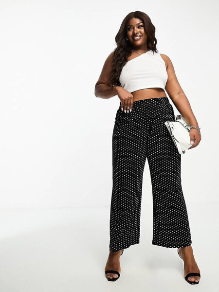 Yours wide leg trousers in mini dot print