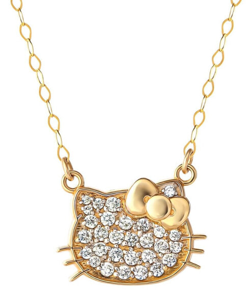 Hello Kitty Diamond Pavé Cluster Pendant Necklace (1/6 ct. t.w.) in 10k Gold, 16" + 2" extender