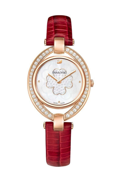 Наручные часы женские Swarovski Damen Armbanduhr Stella с красным кожаным ремешком 29 мм