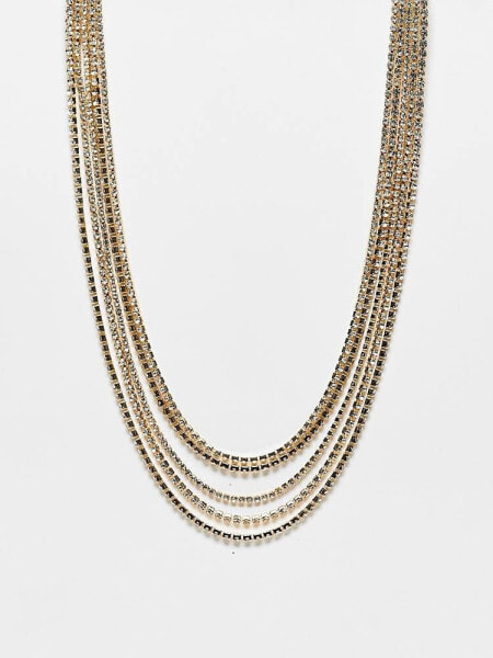 Public Desire The Jameel multirow crystal necklace