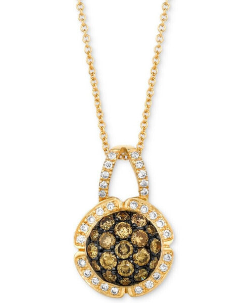 Le Vian chocolatier® Diamond Cluster 18" Pendant Necklace (7/8 ct. t.w.) in 14k Gold