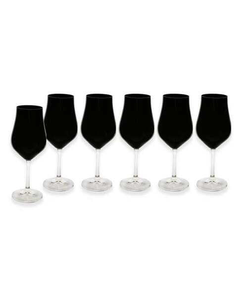 Black Wine Glasses with Stem 9", Set of 6