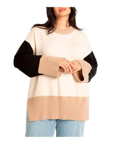 Plus Size Colorblocked Relaxed Sweater