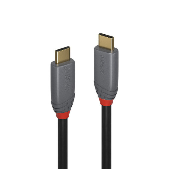 Lindy 1m USB 3.2 Type C Cable - 5A PD - Anthra Line - 1 m - USB C - USB C - 10000 Mbit/s - Black - Grey