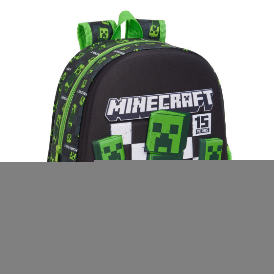 Школьный рюкзак 3D Minecraft Чёрный Зеленый 27 x 33 x 10 cm