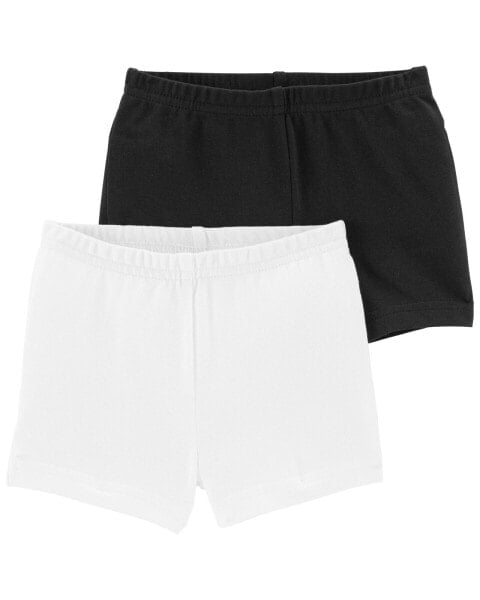 Toddler 2-Pack Black/White Bike Shorts 5T