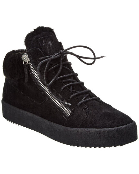 Giuseppe Zanotti May London Suede & Shearling Sneaker Men's Black 41