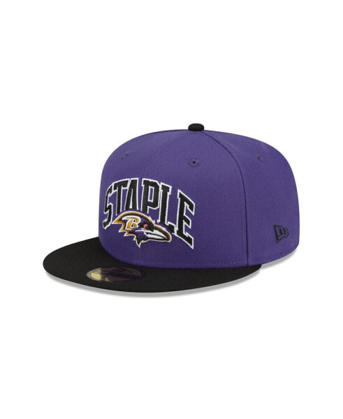 Men's X Staple Purple, Black Baltimore Ravens Pigeon 59Fifty Fitted Hat