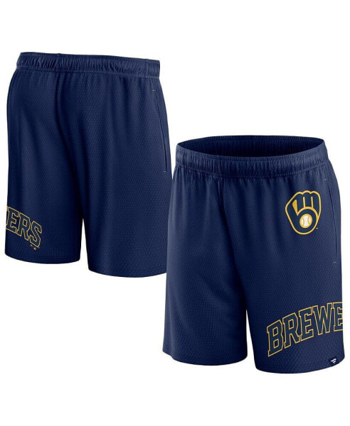 Men's Navy Milwaukee Brewers Clincher Mesh Shorts