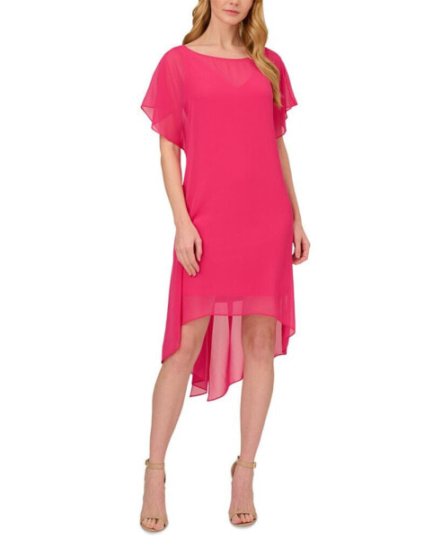 Chiffon-Overlay A-Line Dress