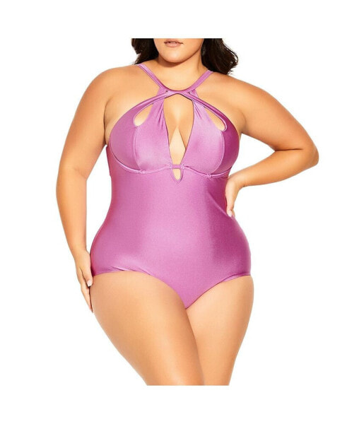 Plus Size Cancun Underwire Shine 1 Piece Swimsuit