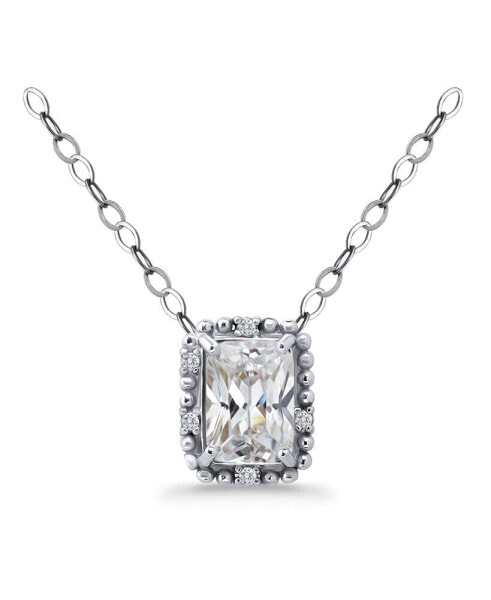 Cubic Zirconia Bead Frame Pendant Necklace in 18k Gold-Plated Sterling Silver, 16" + 2" extender, Created for Macy's