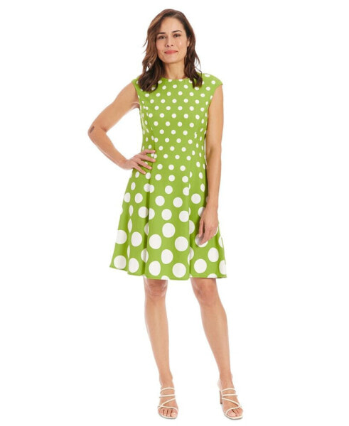 Petite Polka-Dot Fit & Flare Dress