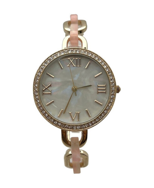 Pink Bracelet Style Metal and Tortoise Women Watch