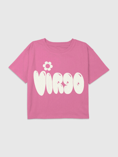 Kids Virgo Zodiac Graphic Boxy Crop Tee