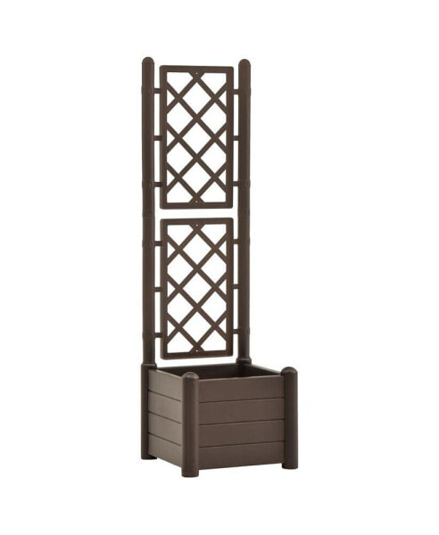 Garden Planter with Trellis 16.9"x16.9"x55.9" PP Mocha