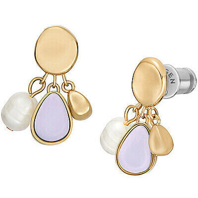 Charming gold-plated earrings with pearls SKJ1716710