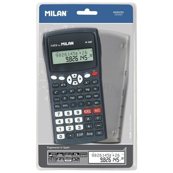 MILAN Blister Pack Black M240 Scientific Calculator With Grey Cover