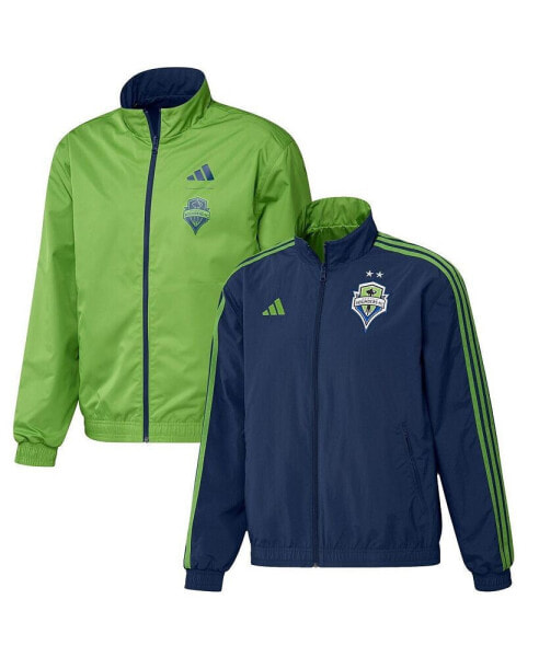 Куртка мужская Adidas Seattle Sounders FC 2023 с молнией полная, двухсторонняя голубая и зеленая