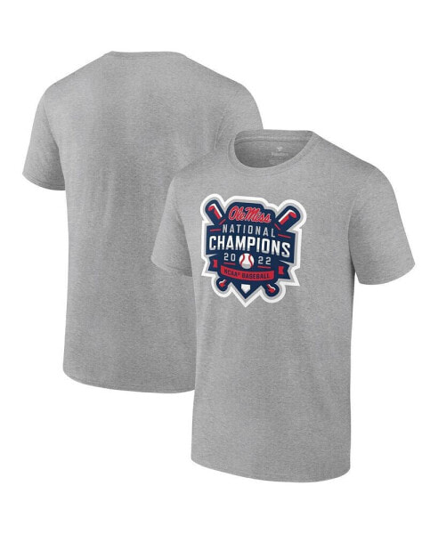 Men's Heathered Gray Ole Miss Rebels 2022 NCAA Men's Baseball College World Series Champions Official Logo T-shirt