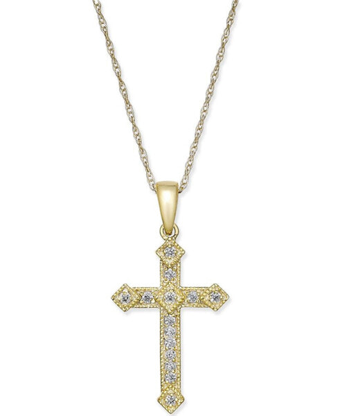 Diamond Cross Pendant Necklace (1/10 ct. t.w.) in 14k Gold or White Gold